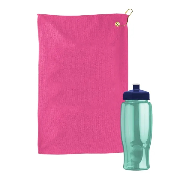 27 oz. Poly-pure transparent bottle with microfiber golf towel. Towel is... from ASI 40480 Koozie Group
