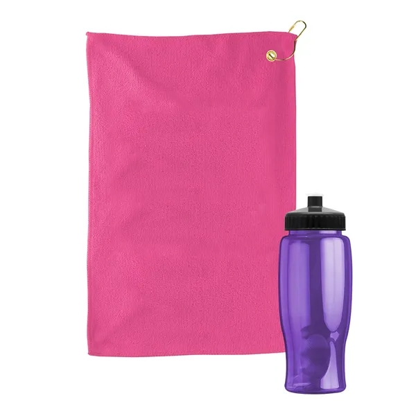 27 oz. Poly-pure transparent bottle with microfiber golf towel. Towel is... from ASI 40480 Koozie Group