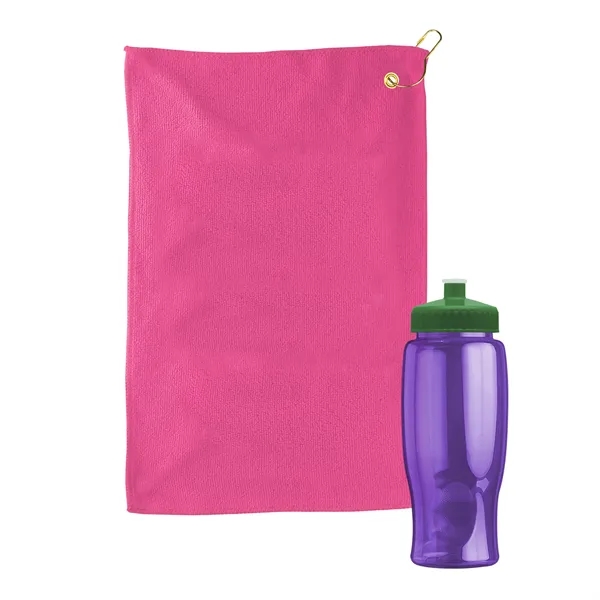 27 oz. Poly-pure transparent bottle with microfiber golf towel. Towel is... from ASI 40480 Koozie Group
