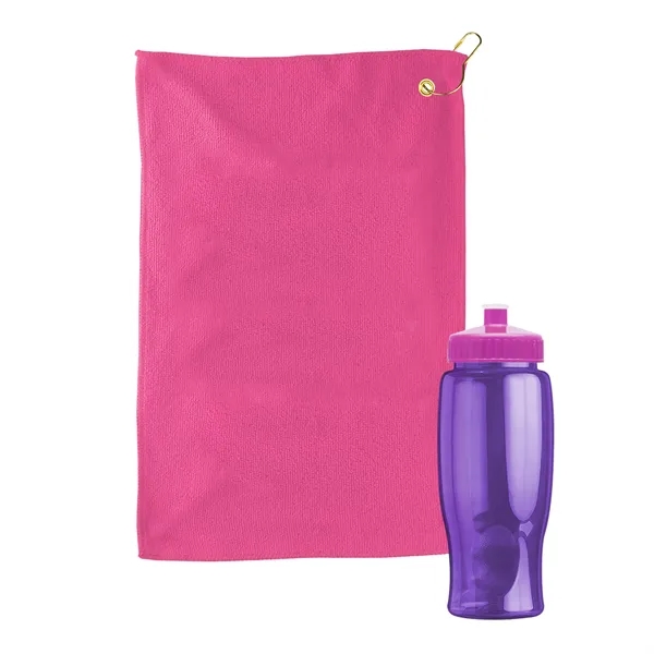 27 oz. Poly-pure transparent bottle with microfiber golf towel. Towel is... from ASI 40480 Koozie Group