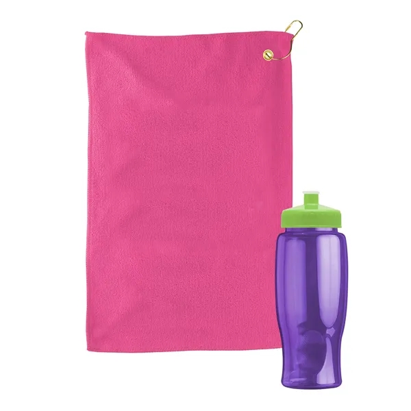 27 oz. Poly-pure transparent bottle with microfiber golf towel. Towel is... from ASI 40480 Koozie Group