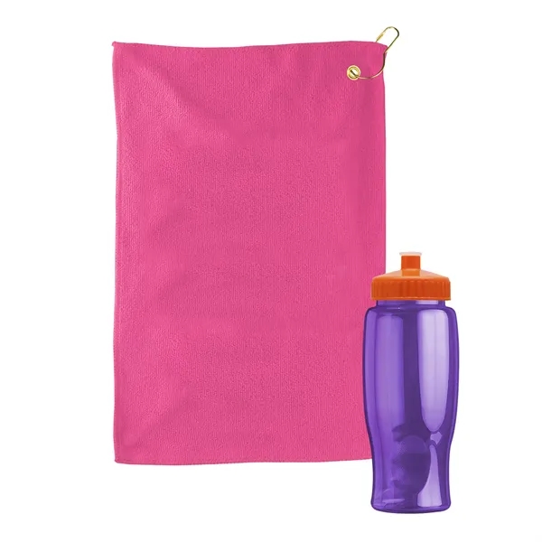 27 oz. Poly-pure transparent bottle with microfiber golf towel. Towel is... from ASI 40480 Koozie Group