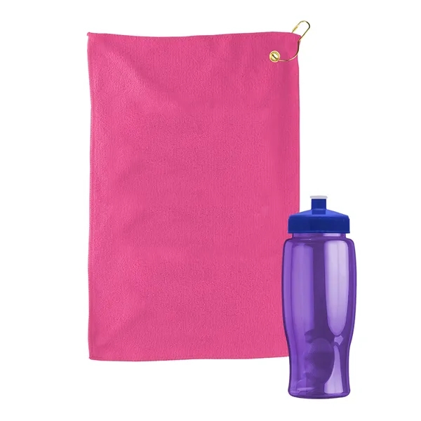 27 oz. Poly-pure transparent bottle with microfiber golf towel. Towel is... from ASI 40480 Koozie Group