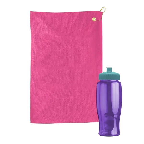 27 oz. Poly-pure transparent bottle with microfiber golf towel. Towel is... from ASI 40480 Koozie Group