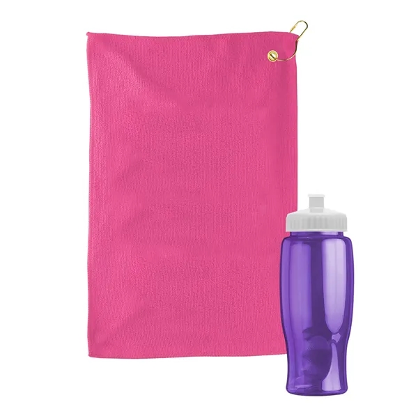 27 oz. Poly-pure transparent bottle with microfiber golf towel. Towel is... from ASI 40480 Koozie Group