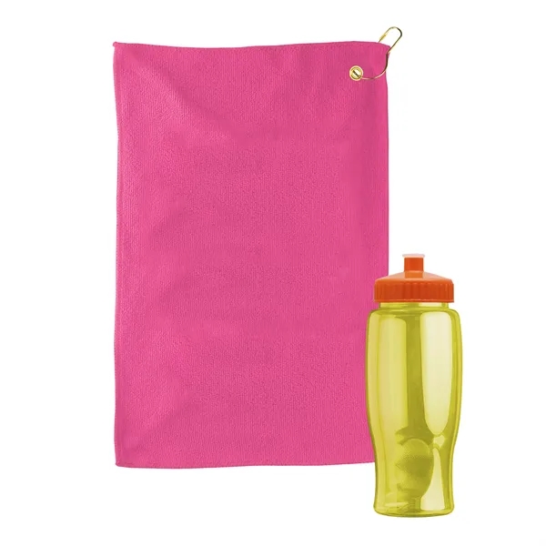 27 oz. Poly-pure transparent bottle with microfiber golf towel. Towel is... from ASI 40480 Koozie Group