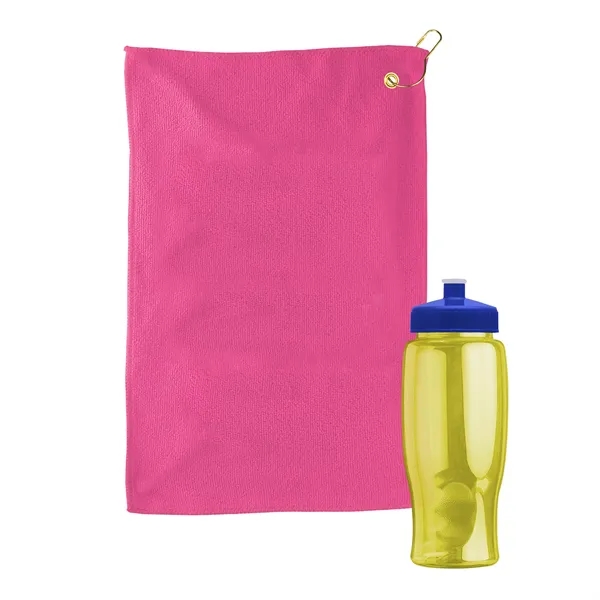 27 oz. Poly-pure transparent bottle with microfiber golf towel. Towel is... from ASI 40480 Koozie Group