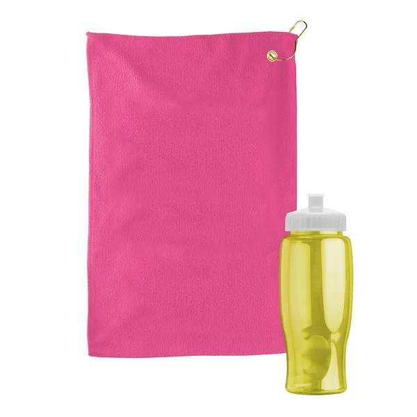 27 oz. Poly-pure transparent bottle with microfiber golf towel. Towel is... from ASI 40480 Koozie Group