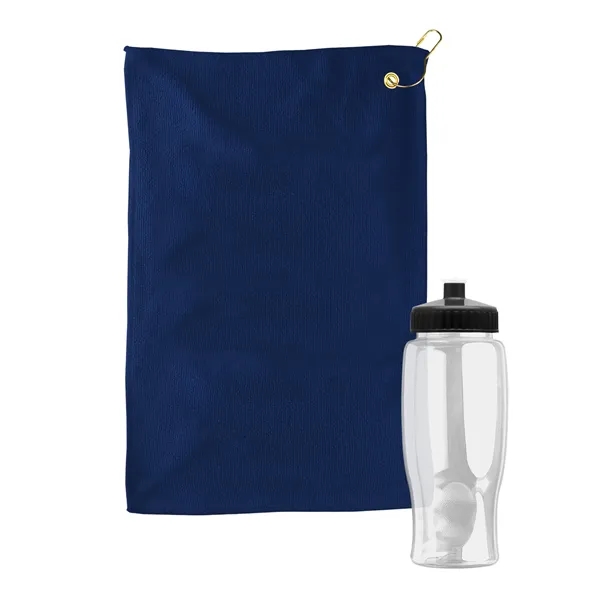 27 oz. Poly-pure transparent bottle with microfiber golf towel. Towel is... from ASI 40480 Koozie Group