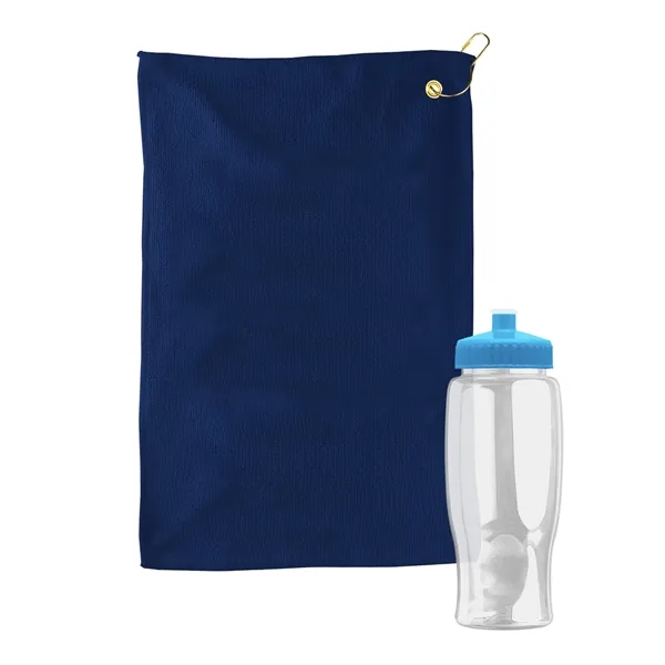 27 oz. Poly-pure transparent bottle with microfiber golf towel. Towel is... from ASI 40480 Koozie Group