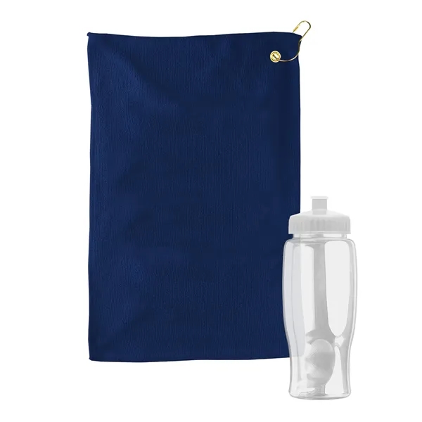 27 oz. Poly-pure transparent bottle with microfiber golf towel. Towel is... from ASI 40480 Koozie Group
