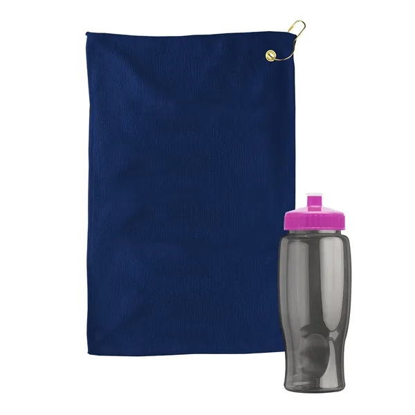 27 oz. Poly-pure transparent bottle with microfiber golf towel. Towel is... from ASI 40480 Koozie Group
