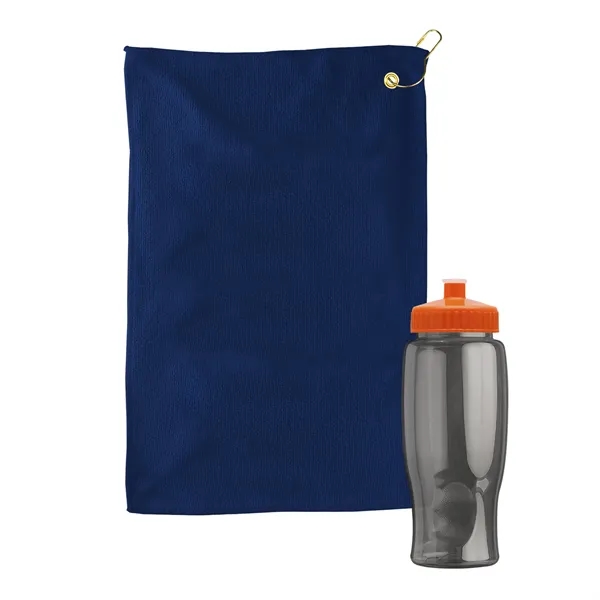 27 oz. Poly-pure transparent bottle with microfiber golf towel. Towel is... from ASI 40480 Koozie Group