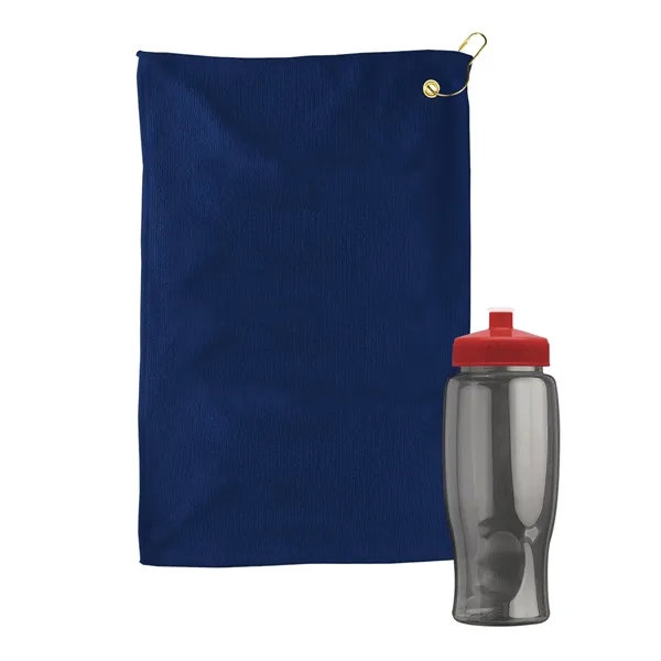 27 oz. Poly-pure transparent bottle with microfiber golf towel. Towel is... from ASI 40480 Koozie Group