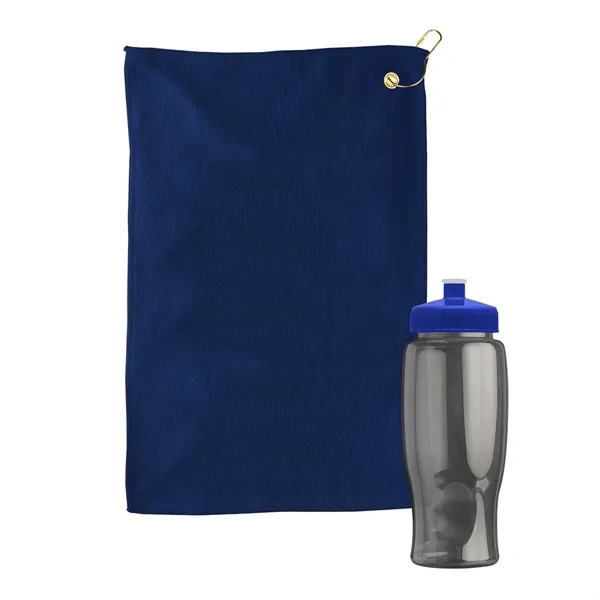 27 oz. Poly-pure transparent bottle with microfiber golf towel. Towel is... from ASI 40480 Koozie Group