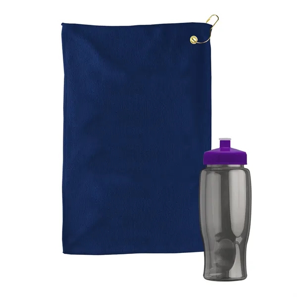 27 oz. Poly-pure transparent bottle with microfiber golf towel. Towel is... from ASI 40480 Koozie Group