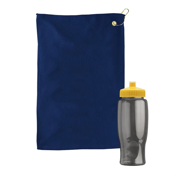 27 oz. Poly-pure transparent bottle with microfiber golf towel. Towel is... from ASI 40480 Koozie Group