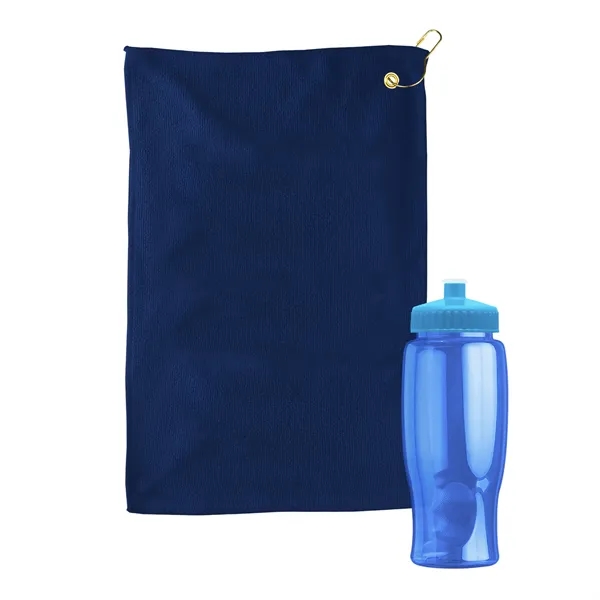 27 oz. Poly-pure transparent bottle with microfiber golf towel. Towel is... from ASI 40480 Koozie Group