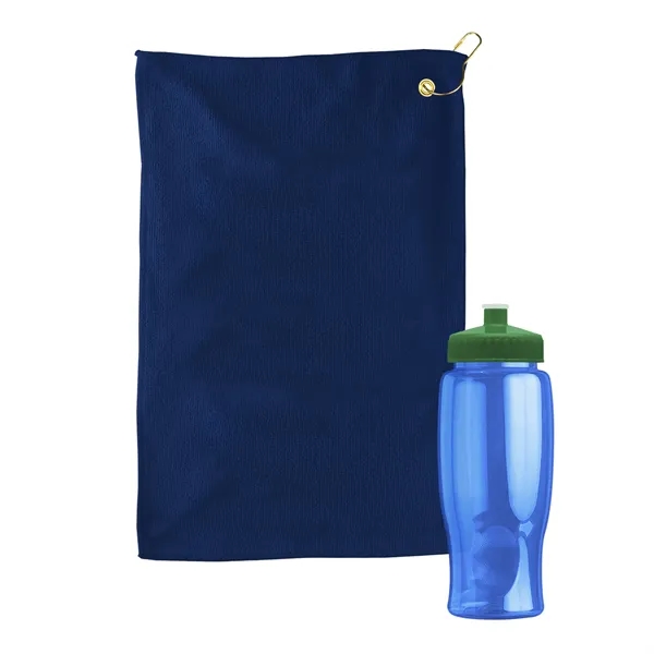 27 oz. Poly-pure transparent bottle with microfiber golf towel. Towel is... from ASI 40480 Koozie Group