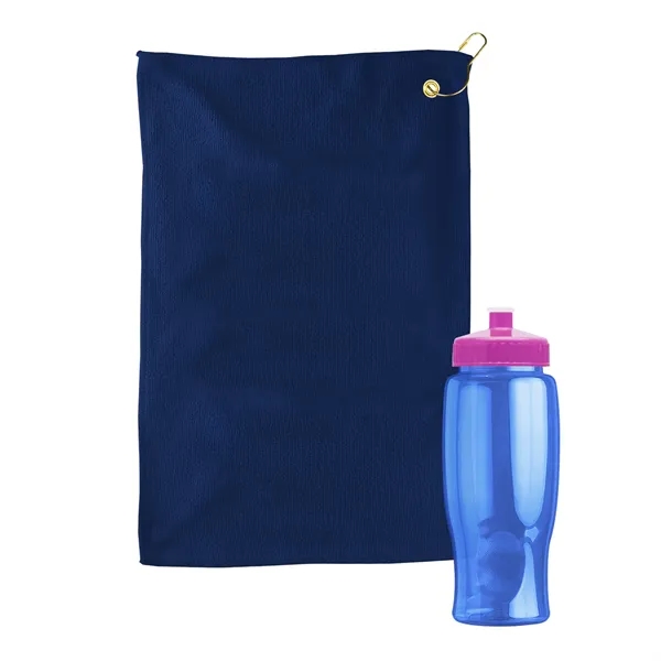 27 oz. Poly-pure transparent bottle with microfiber golf towel. Towel is... from ASI 40480 Koozie Group