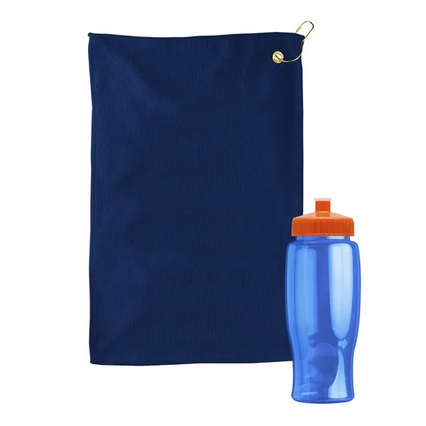 27 oz. Poly-pure transparent bottle with microfiber golf towel. Towel is... from ASI 40480 Koozie Group