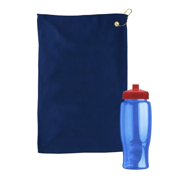 27 oz. Poly-pure transparent bottle with microfiber golf towel. Towel is... from ASI 40480 Koozie Group