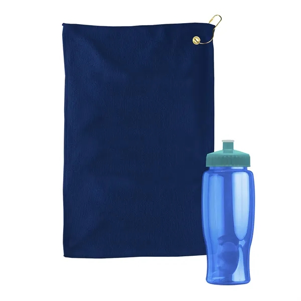 27 oz. Poly-pure transparent bottle with microfiber golf towel. Towel is... from ASI 40480 Koozie Group
