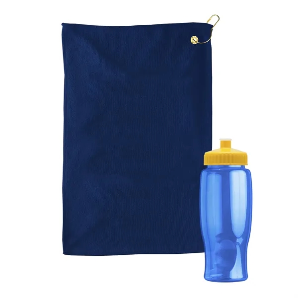 27 oz. Poly-pure transparent bottle with microfiber golf towel. Towel is... from ASI 40480 Koozie Group