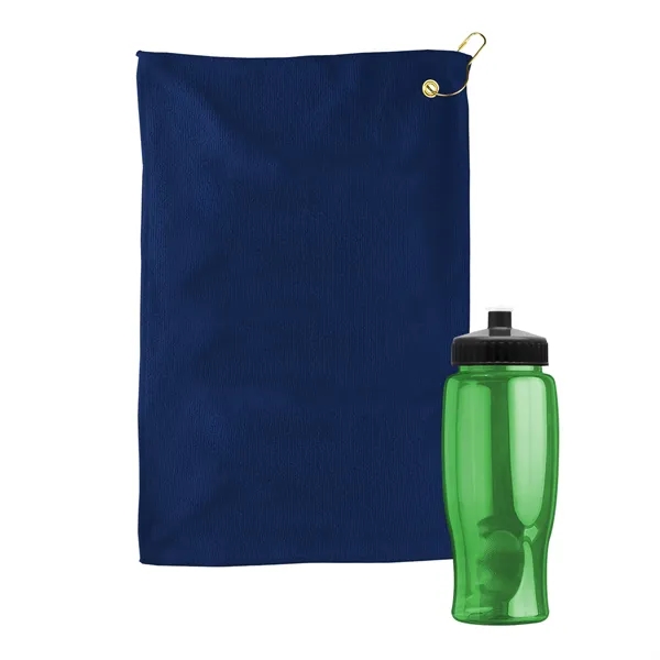 27 oz. Poly-pure transparent bottle with microfiber golf towel. Towel is... from ASI 40480 Koozie Group