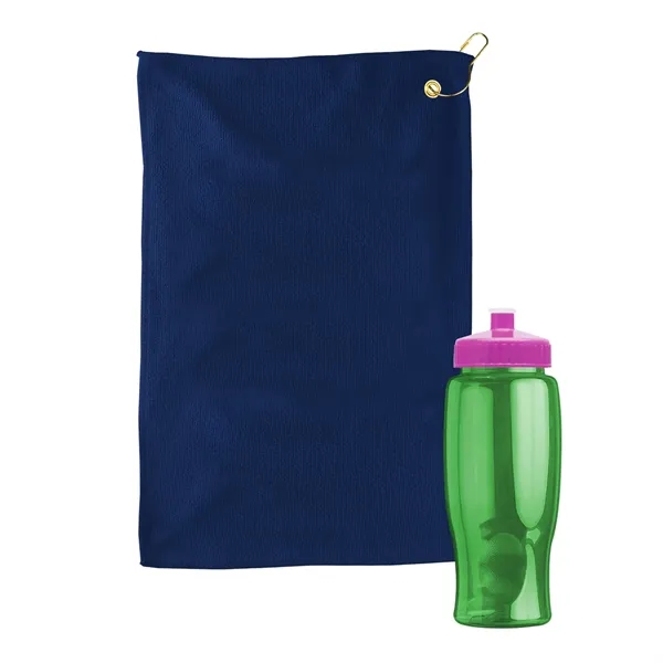 27 oz. Poly-pure transparent bottle with microfiber golf towel. Towel is... from ASI 40480 Koozie Group