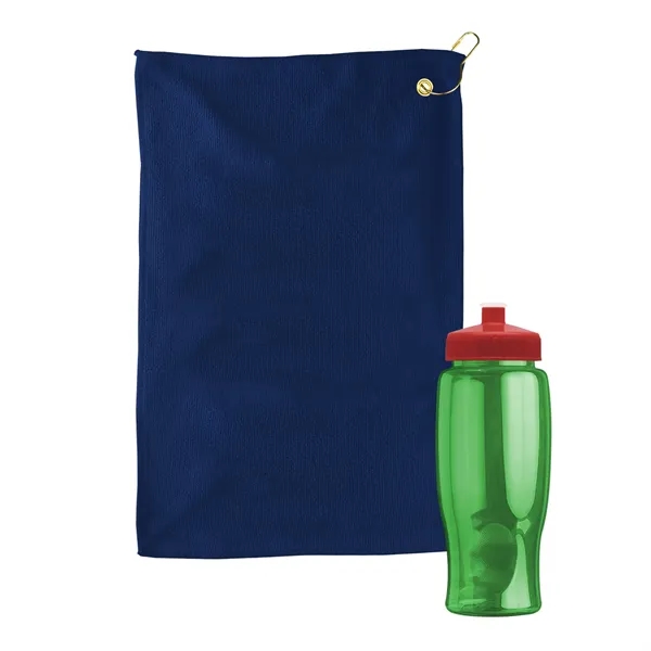 27 oz. Poly-pure transparent bottle with microfiber golf towel. Towel is... from ASI 40480 Koozie Group