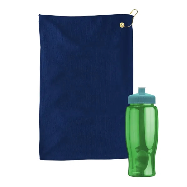 27 oz. Poly-pure transparent bottle with microfiber golf towel. Towel is... from ASI 40480 Koozie Group