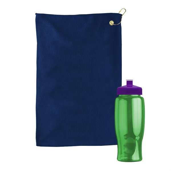 27 oz. Poly-pure transparent bottle with microfiber golf towel. Towel is... from ASI 40480 Koozie Group
