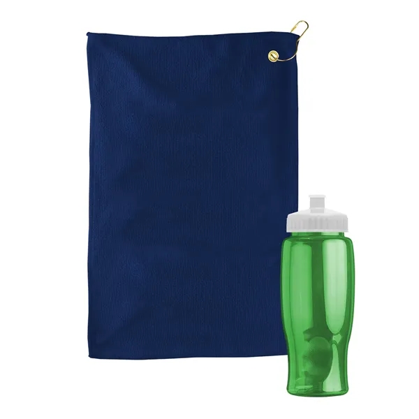 27 oz. Poly-pure transparent bottle with microfiber golf towel. Towel is... from ASI 40480 Koozie Group