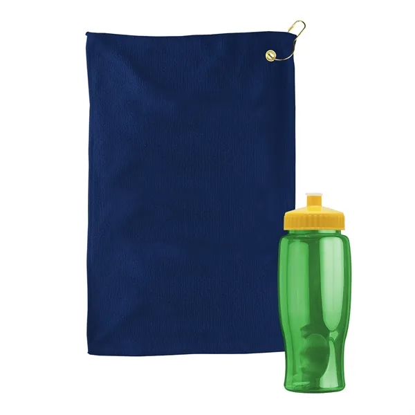 27 oz. Poly-pure transparent bottle with microfiber golf towel. Towel is... from ASI 40480 Koozie Group