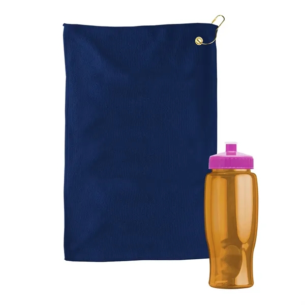 27 oz. Poly-pure transparent bottle with microfiber golf towel. Towel is... from ASI 40480 Koozie Group