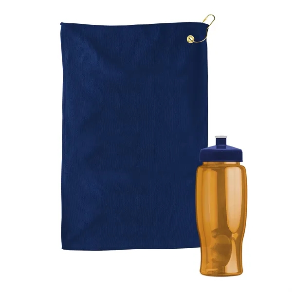 27 oz. Poly-pure transparent bottle with microfiber golf towel. Towel is... from ASI 40480 Koozie Group