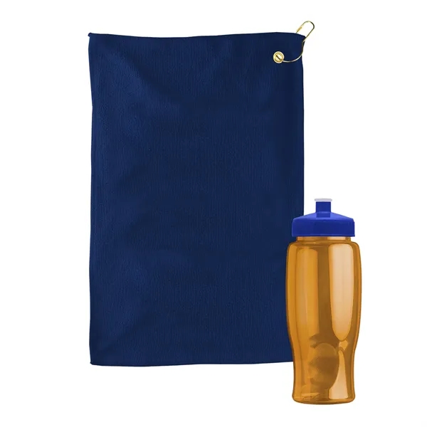 27 oz. Poly-pure transparent bottle with microfiber golf towel. Towel is... from ASI 40480 Koozie Group