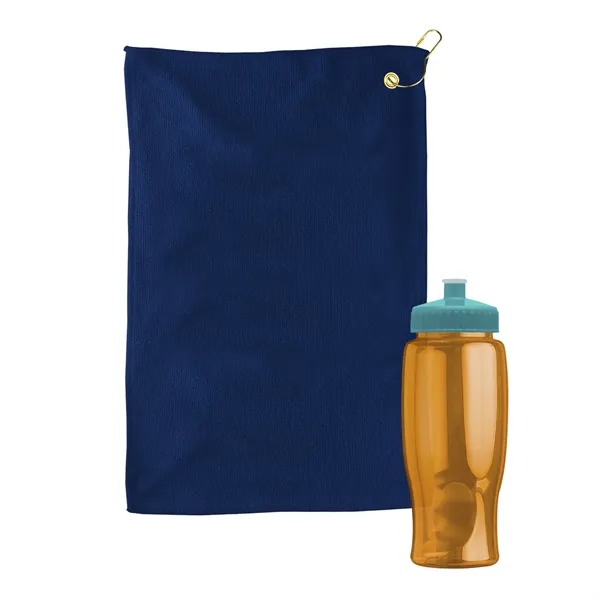 27 oz. Poly-pure transparent bottle with microfiber golf towel. Towel is... from ASI 40480 Koozie Group