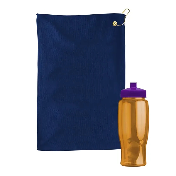 27 oz. Poly-pure transparent bottle with microfiber golf towel. Towel is... from ASI 40480 Koozie Group