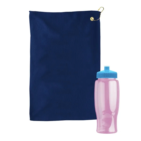 27 oz. Poly-pure transparent bottle with microfiber golf towel. Towel is... from ASI 40480 Koozie Group