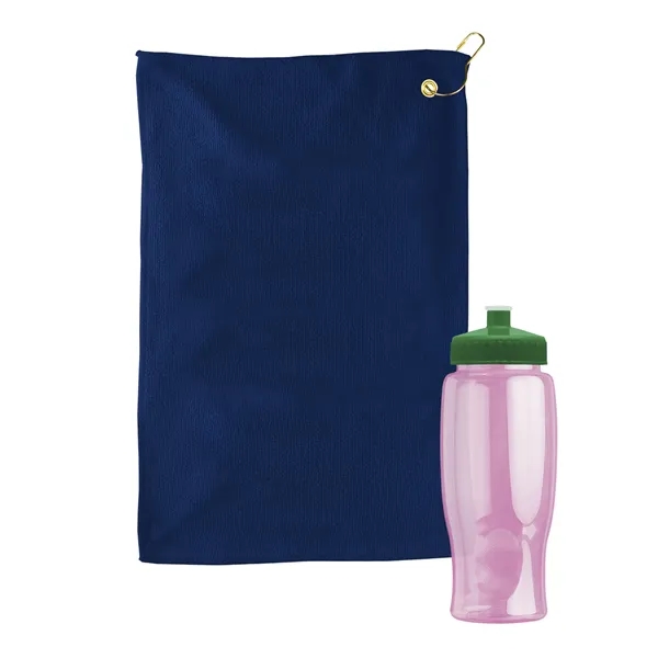 27 oz. Poly-pure transparent bottle with microfiber golf towel. Towel is... from ASI 40480 Koozie Group