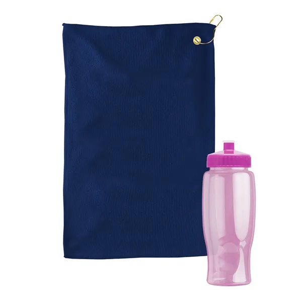 27 oz. Poly-pure transparent bottle with microfiber golf towel. Towel is... from ASI 40480 Koozie Group
