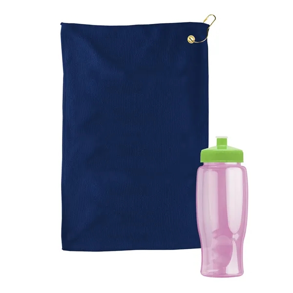 27 oz. Poly-pure transparent bottle with microfiber golf towel. Towel is... from ASI 40480 Koozie Group