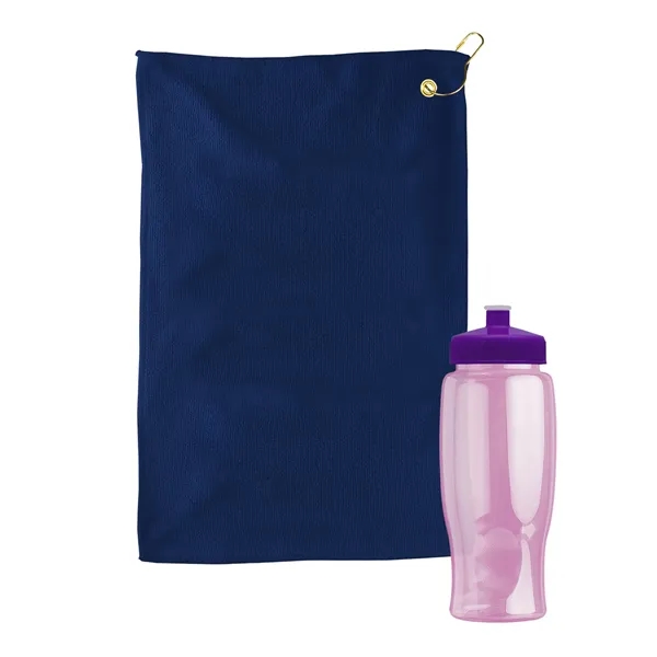 27 oz. Poly-pure transparent bottle with microfiber golf towel. Towel is... from ASI 40480 Koozie Group