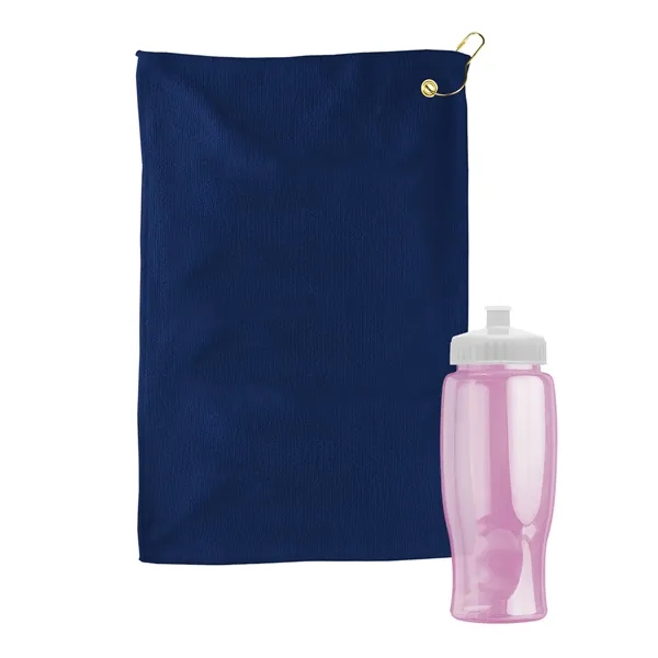 27 oz. Poly-pure transparent bottle with microfiber golf towel. Towel is... from ASI 40480 Koozie Group