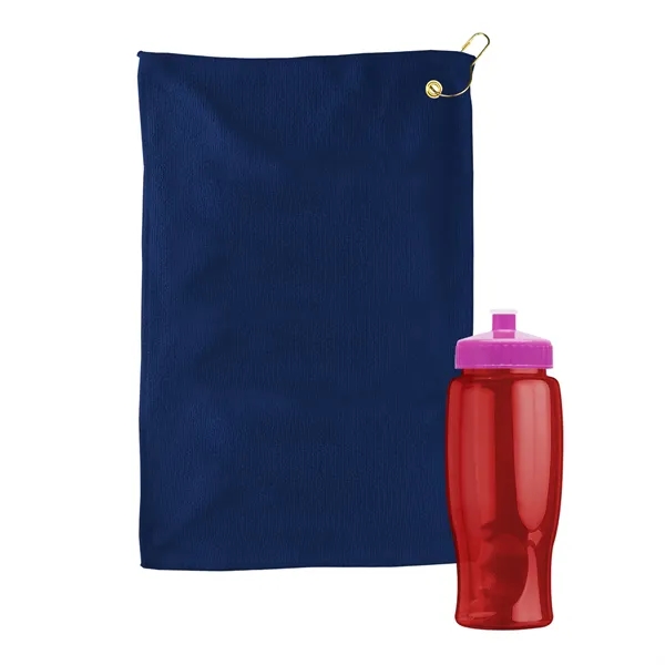 27 oz. Poly-pure transparent bottle with microfiber golf towel. Towel is... from ASI 40480 Koozie Group