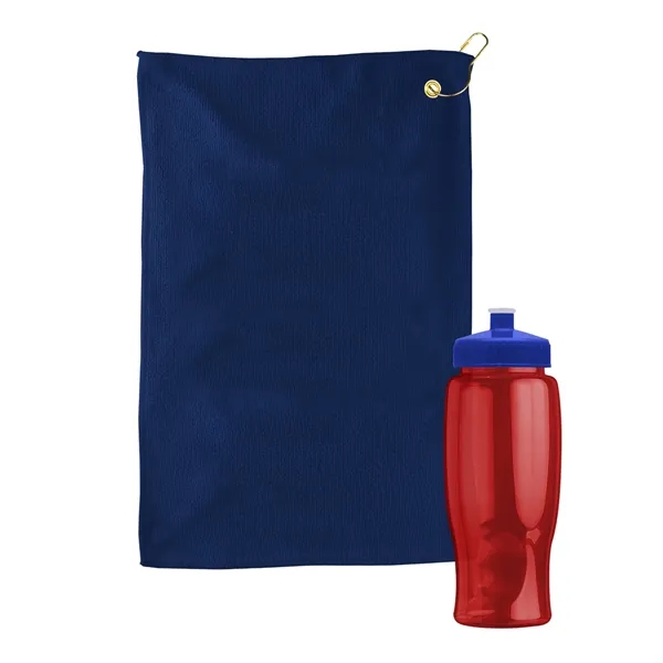 27 oz. Poly-pure transparent bottle with microfiber golf towel. Towel is... from ASI 40480 Koozie Group