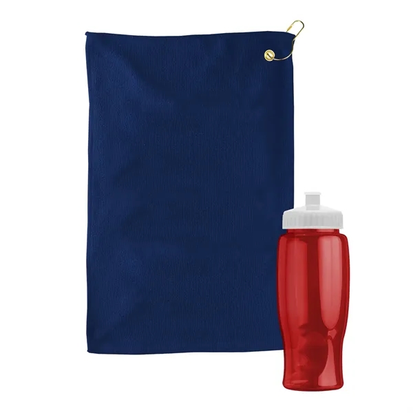 27 oz. Poly-pure transparent bottle with microfiber golf towel. Towel is... from ASI 40480 Koozie Group
