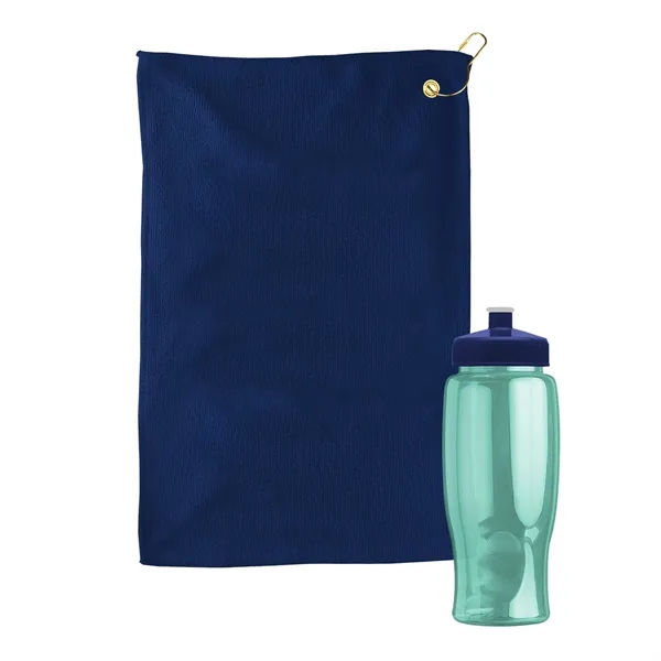 27 oz. Poly-pure transparent bottle with microfiber golf towel. Towel is... from ASI 40480 Koozie Group